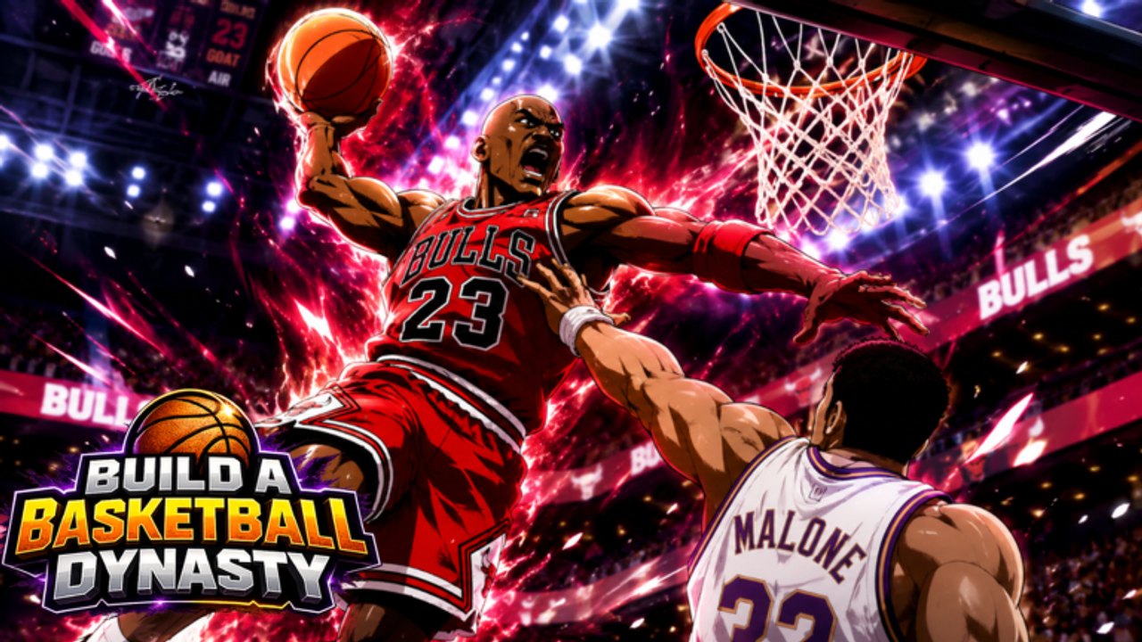 Build A Basketball Dynasty Roblox screenshot of players on the court during a simulated match
